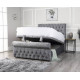 Bedz4u Chesterfield front opening ottoman storage bed with tufted scrolled headboard and footboard