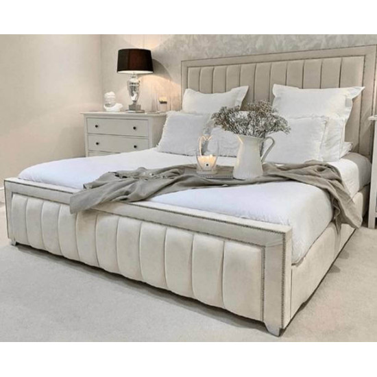 Bedz4u Naples bespoke luxury panelled fabric bed with chrome studs