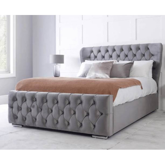 Bedz4u Oxford wingback bespoke fabric bed with tufted headboard and footboard