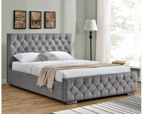 Rimini Upholstered Bed Frame with Crystal Tufted Headboard in Various Colours