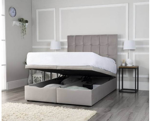 Rome Ottoman Storage Bed with a Cubed Hand Tufted Headboard 