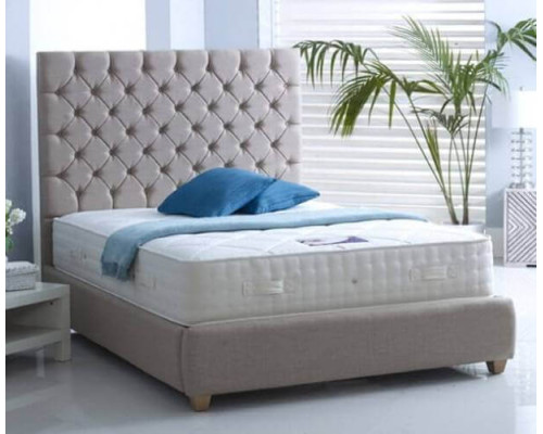 Scarlet Handmade Fabric Bed Frame with Hand Tufted Headboard