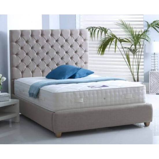 Bedz4u Scarlet handmade fabric bed with hand tufted tall headboard and low footboard