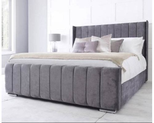 Seline Wingback Upholstered Bed Frame in Various Colours