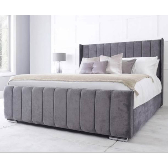 Bedz4u Scarlet handmade fabric bed with hand tufted tall headboard and low footboard