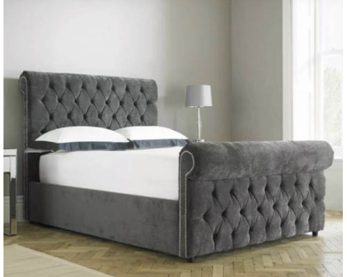 Verona Fabric Upholstered Bespoke Sliegh Bed Frame in Various Colours