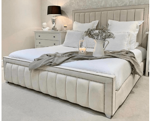 Naples Luxury Handmade Fabric Upholstered Panelled Bed Frame
