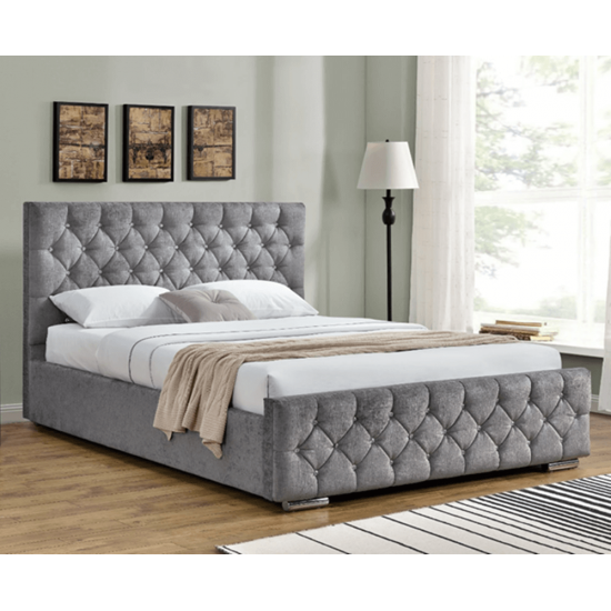 Rimini Upholstered Bed Frame with Crystal Tufted Headboard in Various Colours | Handmade Fabric Bed Frames (by Bedz4u.co.uk)