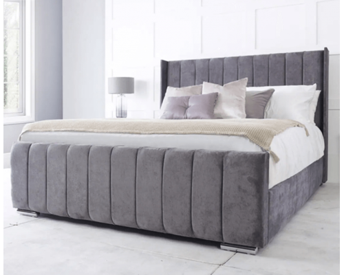 Seline Wingback Upholstered Bed Frame in Various Colours
