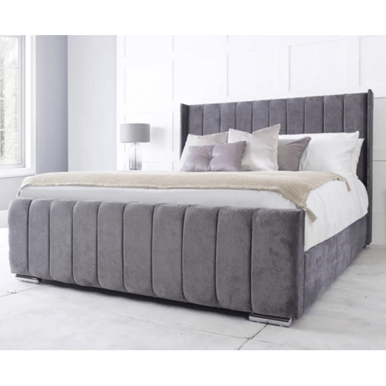 Seline Wingback Upholstered Bed Frame in Various Colours | Handmade Fabric Bed Frames (by Bedz4u.co.uk)