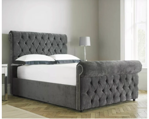 Verona Fabric Upholstered Bespoke Sliegh Bed Frame in Various Colours