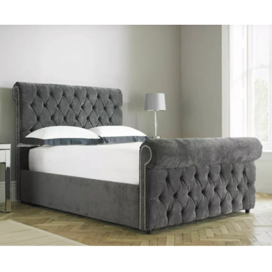 Verona Fabric Upholstered Bespoke Sliegh Bed Frame in Various Colours | Handmade Fabric Bed Frames (by Bedz4u.co.uk)