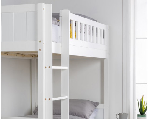 Lakewood White Shaker Styled Panelled Wooden Bunk Bed