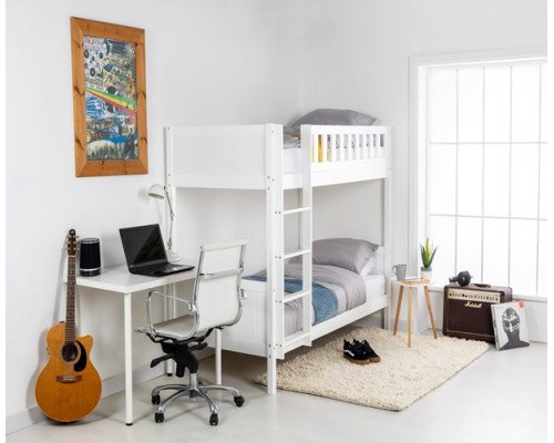 Lakewood White Shaker Styled Panelled Wooden Bunk Bed