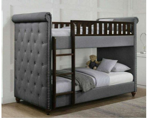 Rio Dark Grey Linen Chesterfield Childrens Bunk Bed