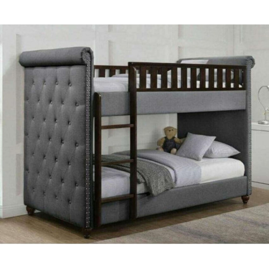 Rio Dark Grey Linen Chesterfield Childrens Bunk Bed | Bunk Beds (by Bedz4u.co.uk)