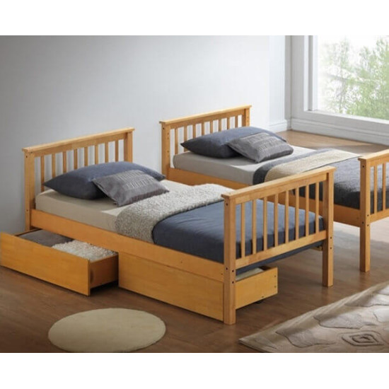 Artisan Beds Calder beech wood bunk bed with storage drawers