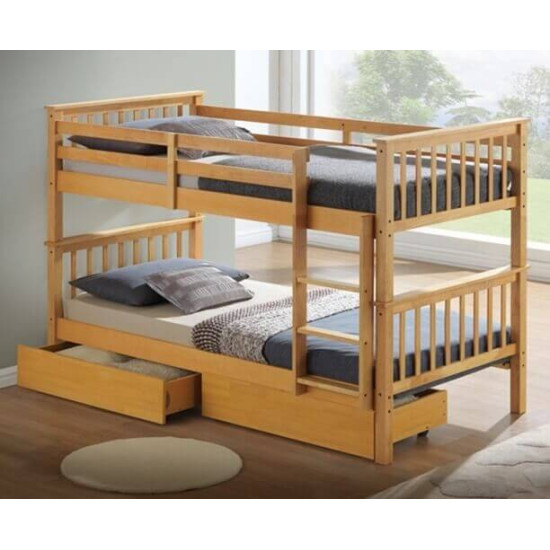 Artisan Beds Calder beech wood bunk bed with storage drawers
