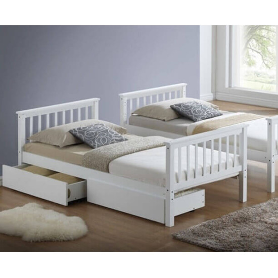 Artisan Beds Calder white wood bunk bed that splits into two single beds