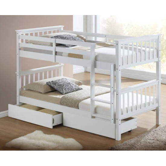 Artisan Beds Calder white wood bunk bed that splits into two single beds