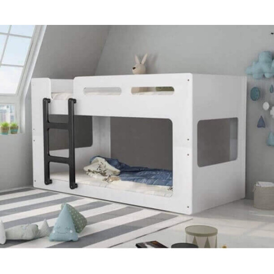 Artisan Beds Nancy modern white bunk bed with black ladder
