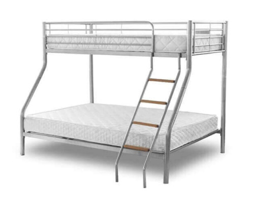 Alexa Silver Metal Triple Sleeper Bunk Bed by Heartlands Furniture
