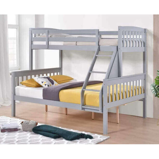 Heartlands Furniture Ashbrook grey wooden triple sleeper bunk bed