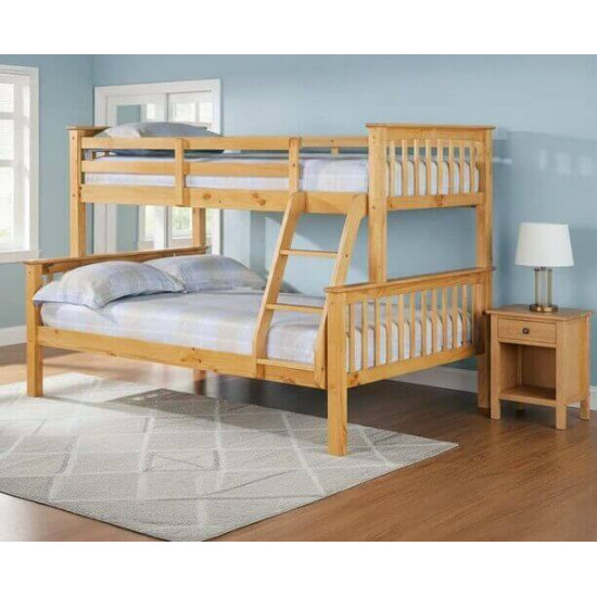 Porto Pine Triple Sleeper Wood Bunk Bed by Heartlands Furniture | Bunk Beds (by Bedz4u.co.uk) Heartlands Furniture Porto pine wooden triple sleeper bunk bed frame