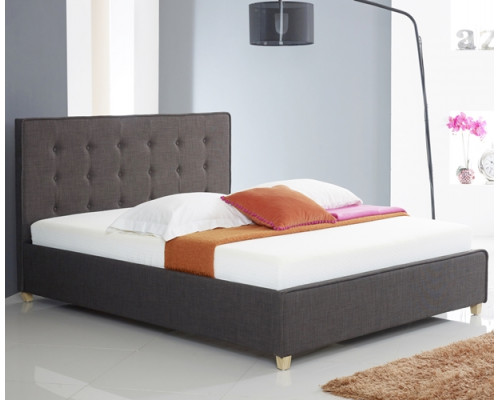 Annabelle Charcoal Modern Fabric Upholstered Button Bed