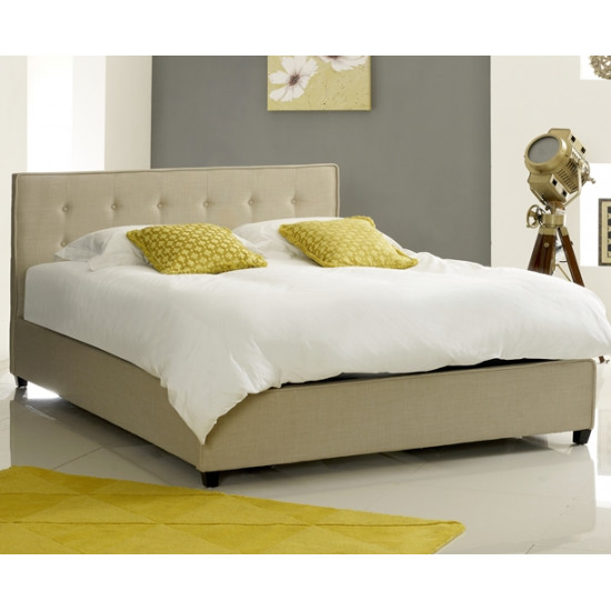 Annabelle Stone Modern Fabric Upholstered Button Bed | Fabric and Upholstered Bed Frames (by Bedz4u.co.uk)