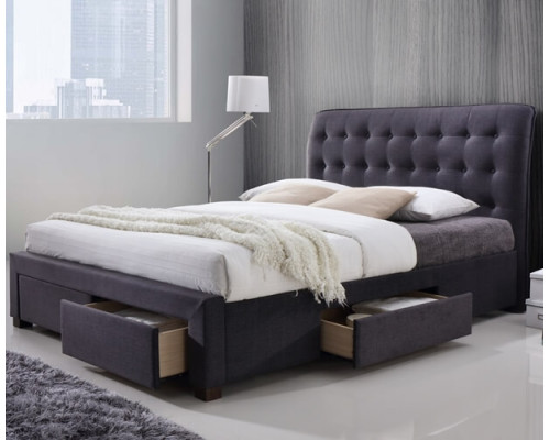 Zara Dark Grey Fabric 4 Drawer Modern Storage Bed 