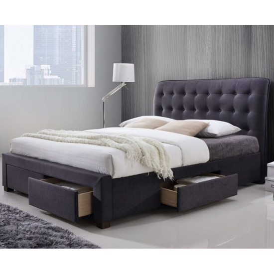 Zara Dark Grey Fabric 4 Drawer Modern Storage Bed | Storage Beds (by Bedz4u.co.uk)