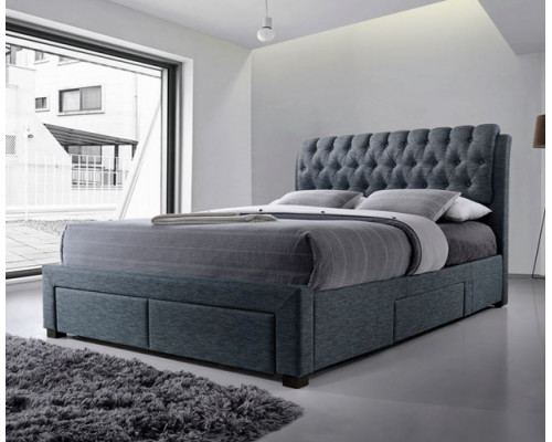 Alexander Dark Grey Fabric 4 Drawer Modern Storage Bed 3013