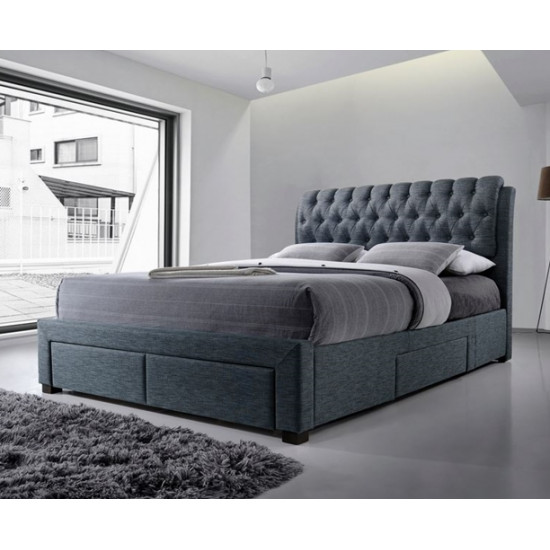 Alexander Dark Grey Fabric 4 Drawer Modern Storage Bed 3013 | Storage Beds (by Bedz4u.co.uk)