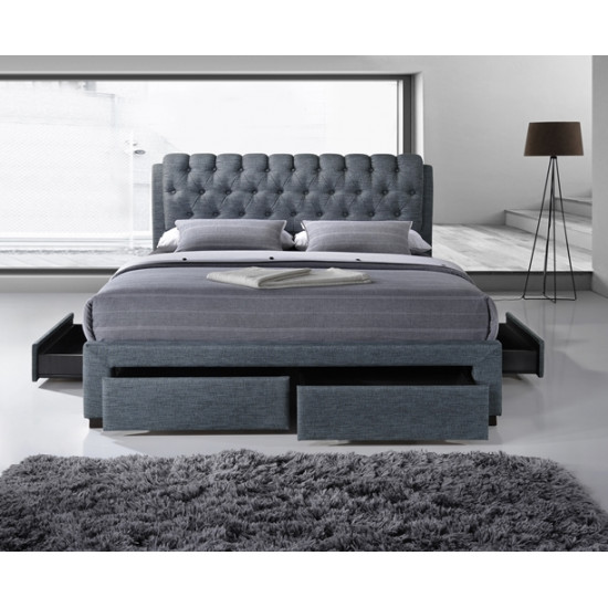 Alexander Dark Grey Fabric 4 Drawer Modern Storage Bed 3013 | Storage Beds (by Bedz4u.co.uk)