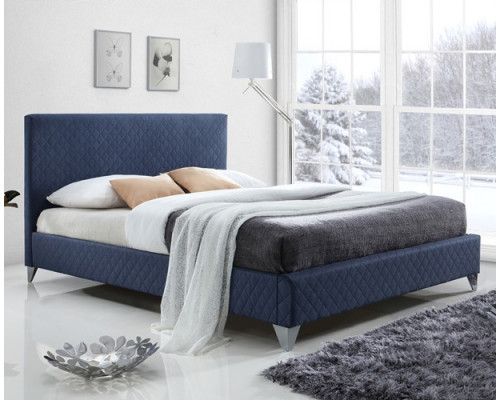 Brooklyn Blue Upholstered Fabric Bed by Time Living