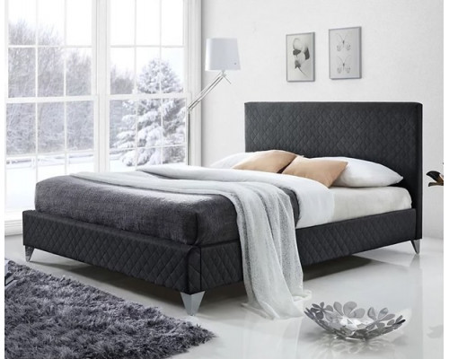 Brooklyn Dark Grey Upholstered Fabric Bed by Time Living