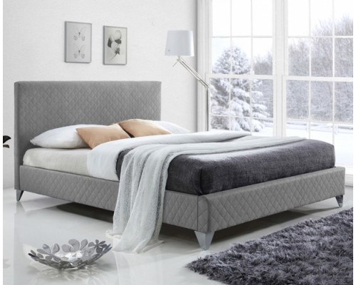 Brooklyn Light Grey Upholstered Fabric Bed by Time Living