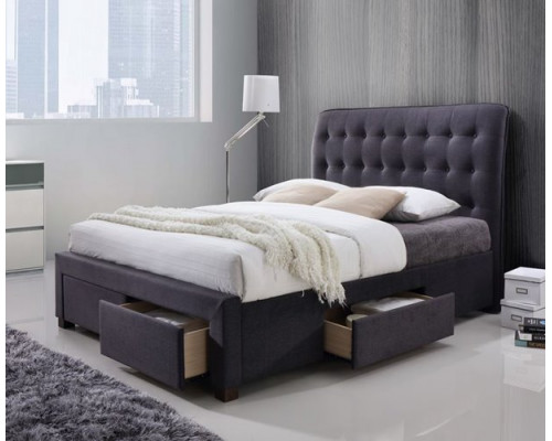 Zara Dark Grey Fabric 4 Drawer Modern Storage Bed 