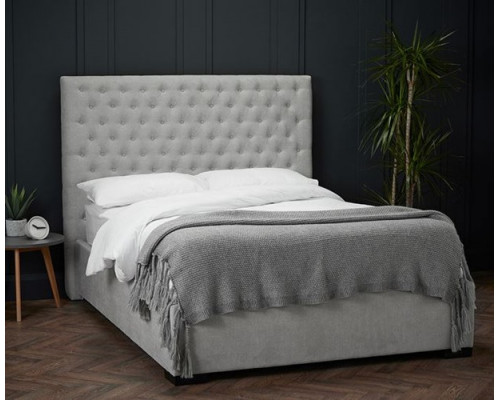 Cavendish Grey Upholstered Bed with Hand Tufted Tall Headboard