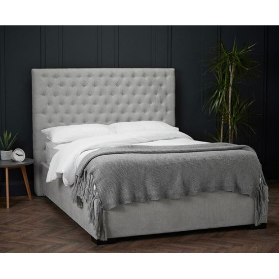 Cavendish Grey Upholstered Bed with Hand Tufted Tall Headboard | Fabric and Upholstered Bed Frames (by Bedz4u.co.uk)