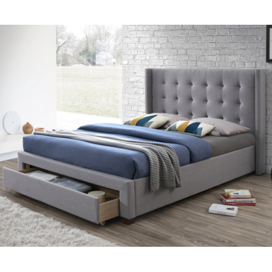 Devon Heather Grey Upholstered Bed with Jumbo Drawer | Storage Beds (by Bedz4u.co.uk)