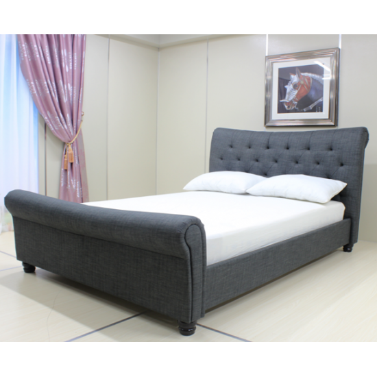 Jacob Grey Fabric Upholstered Modern Sleigh Bed by Artisan | Fabric and Upholstered Bed Frames (by Bedz4u.co.uk)