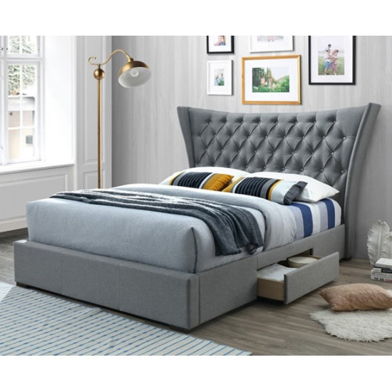 Middleton Grey Fabric Storage Bed with Winged Headboard | Storage Beds (by Bedz4u.co.uk)