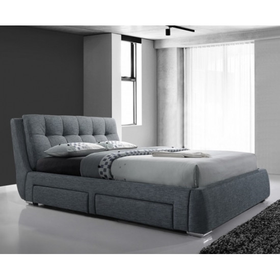 Regent Dark Grey Fabric 4 Drawer Modern Storage Bed 3090 | Storage Beds (by Bedz4u.co.uk)