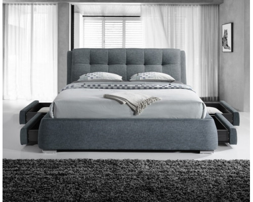 Regent Dark Grey Fabric 4 Drawer Modern Storage Bed 3090