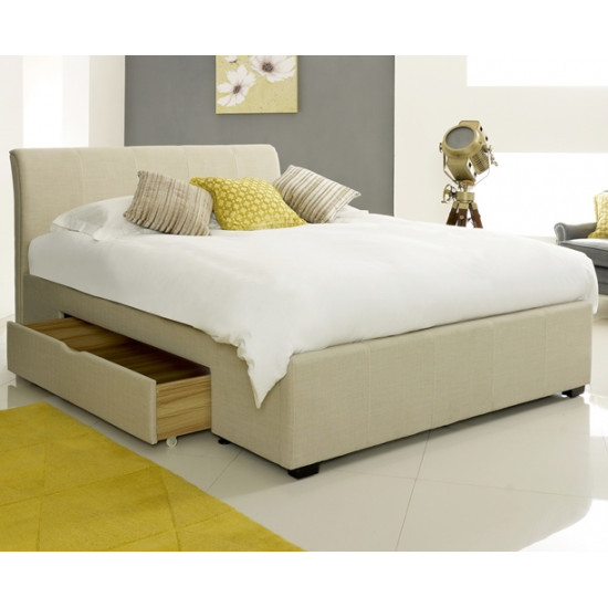 Scarlett Stone Upholstered Fabric 2 Drawer Storage Bed | Storage Beds (by Bedz4u.co.uk)
