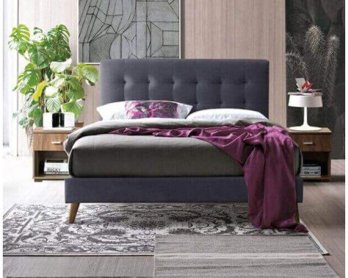 Novara Dark Grey Upholstered Fabric Bed