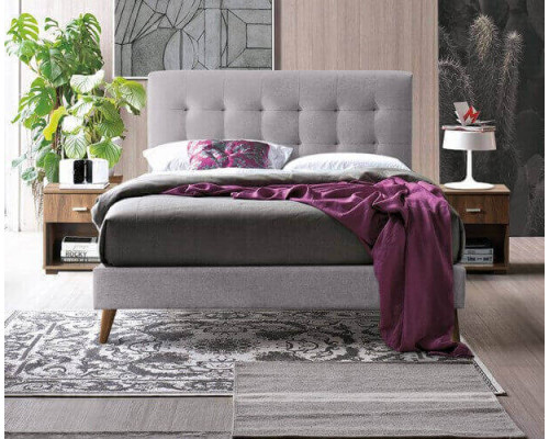 Novara Light Grey Upholstered Fabric Bed