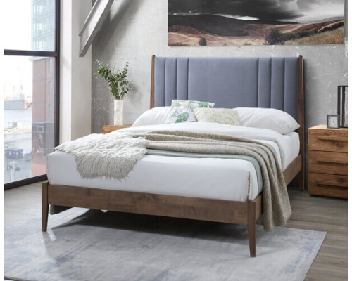 Cheslyn Dark Grey Fabric Bed with Wooden Frame 
